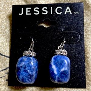 NWOT Jessica blue fish hook earrings